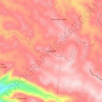Valparaíso topographic map, elevation, terrain