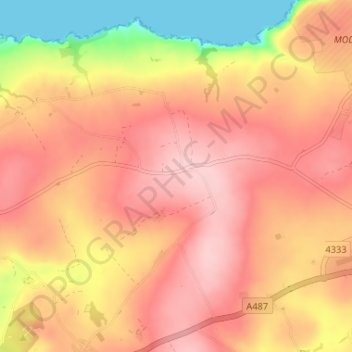 Felinwynt topographic map, elevation, terrain