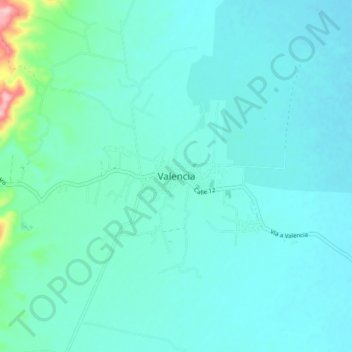 Valencia topographic map, elevation, terrain