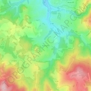 Bouzogles topographic map, elevation, terrain