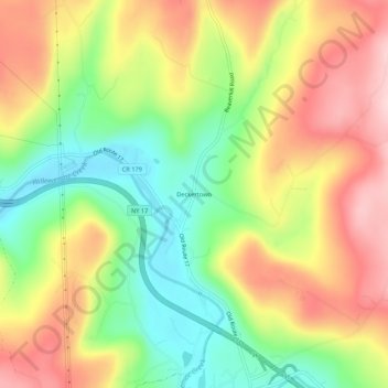 Deckertown topographic map, elevation, terrain