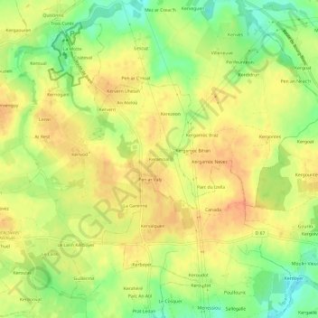 Keramoal topographic map, elevation, terrain