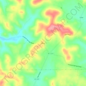 Hilltop topographic map, elevation, terrain