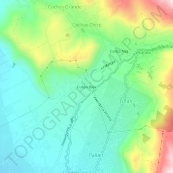 Cullpa Baja topographic map, elevation, terrain