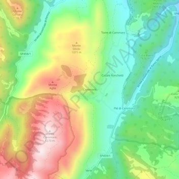 Cammoro topographic map, elevation, terrain