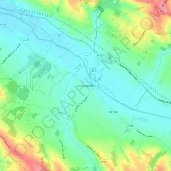 Les Fangeaux topographic map, elevation, terrain