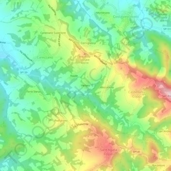 Perleto topographic map, elevation, terrain