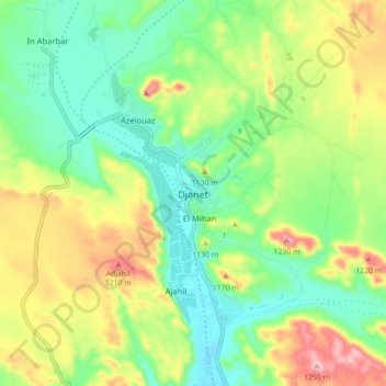 Djanet topographic map, elevation, terrain
