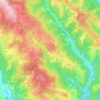 Ravennes topographic map, elevation, terrain