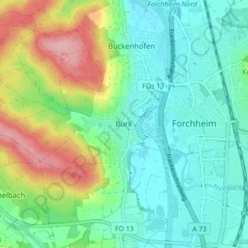 Burk topographic map, elevation, terrain