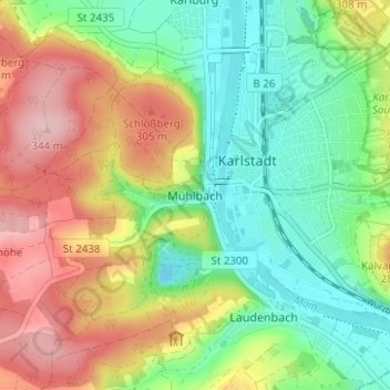 Mühlbach topographic map, elevation, terrain