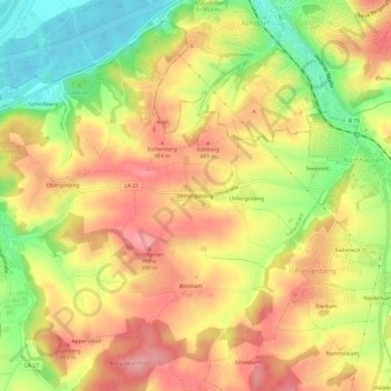 Mittergolding topographic map, elevation, terrain