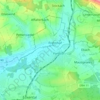 Büg topographic map, elevation, terrain