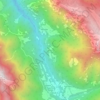 Zocchio topographic map, elevation, terrain
