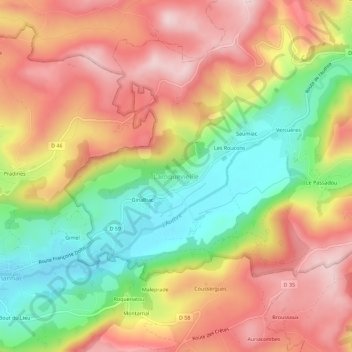 Laroquevieille topographic map, elevation, terrain