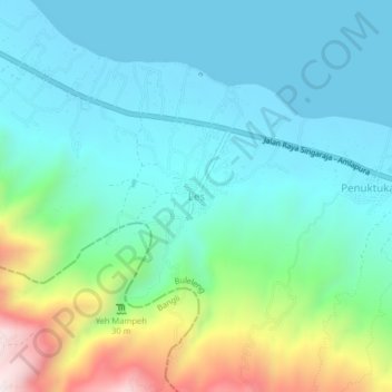 Les topographic map, elevation, terrain