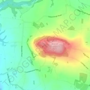 Beacon Fell topographic map, elevation, terrain