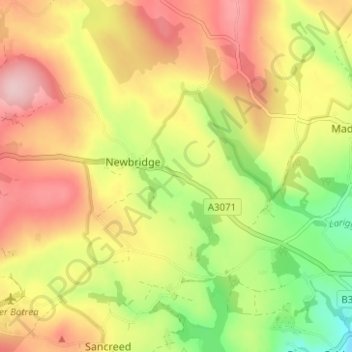 Tremayne topographic map, elevation, terrain