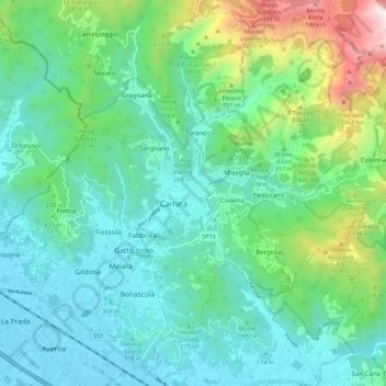 Carrara topographic map, elevation, terrain