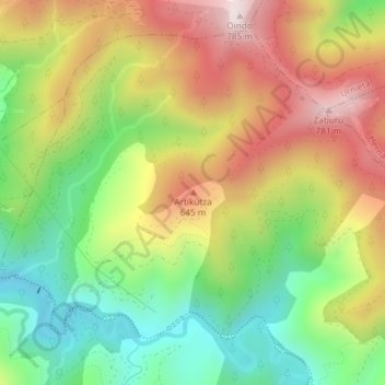 Artikutza topographic map, elevation, terrain