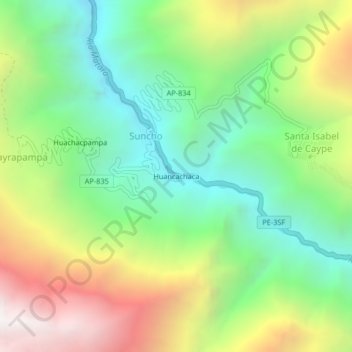 Huancachaca topographic map, elevation, terrain