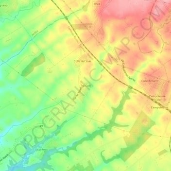 Tre Colli topographic map, elevation, terrain
