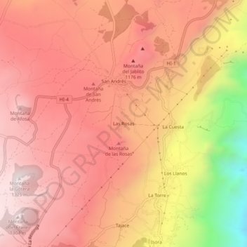Las Rosas topographic map, elevation, terrain