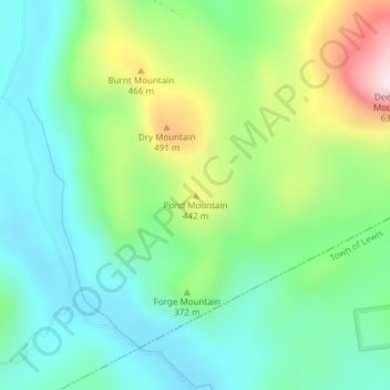 Pond Mountain topographic map, elevation, terrain