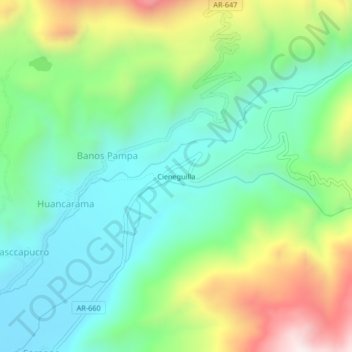 Cieneguilla topographic map, elevation, terrain