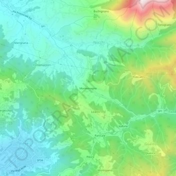 Montemagno topographic map, elevation, terrain