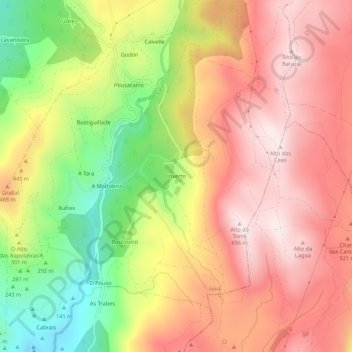 Inxerto topographic map, elevation, terrain