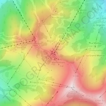 Mont d'Arbois topographic map, elevation, terrain