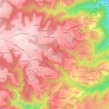 Desroches topographic map, elevation, terrain