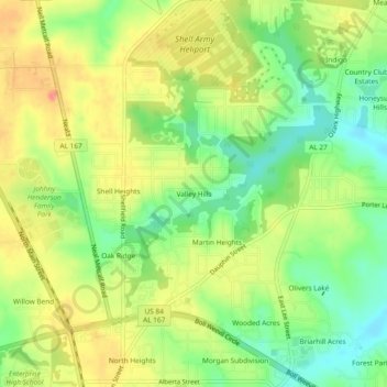 Valley Hills topographic map, elevation, terrain