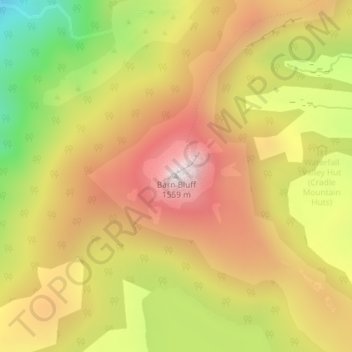 Barn Bluff topographic map, elevation, terrain