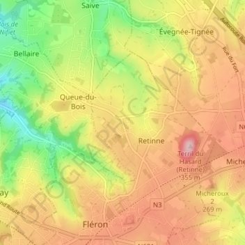 Liéry topographic map, elevation, terrain