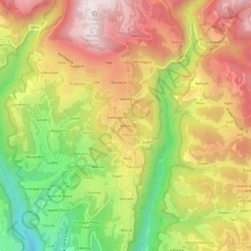 Melotti topographic map, elevation, terrain