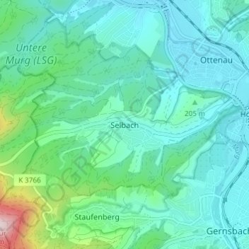 Selbach topographic map, elevation, terrain