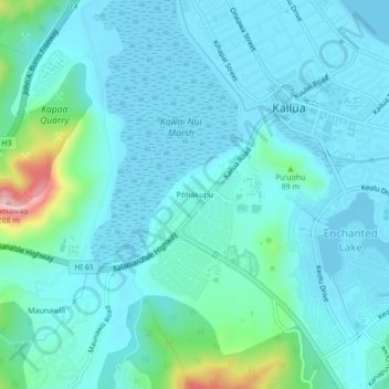Pōhākupu topographic map, elevation, terrain