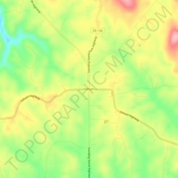 Hilham topographic map, elevation, terrain