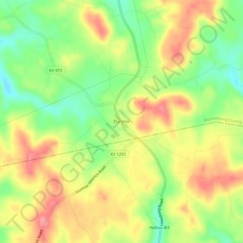 Dunmor topographic map, elevation, terrain