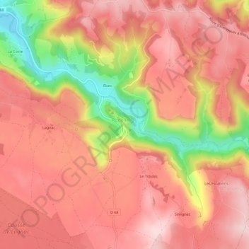 Les Coudols topographic map, elevation, terrain