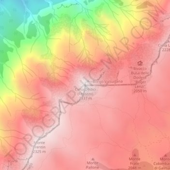 Cima Dodici (Ferozzo) topographic map, elevation, terrain