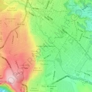 Ciudad Reformadores topographic map, elevation, terrain