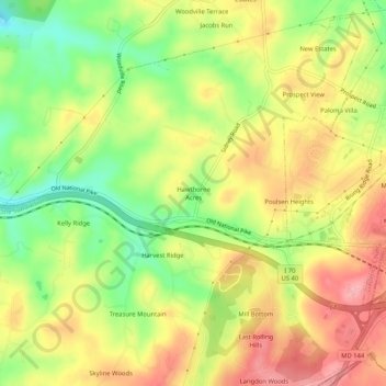 Hawthorne Acres topographic map, elevation, terrain