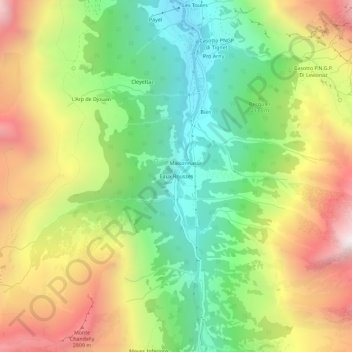 Eaux Rousses topographic map, elevation, terrain