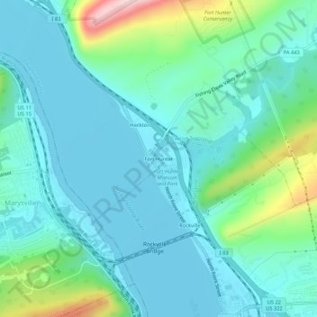 Fort Hunter topographic map, elevation, terrain