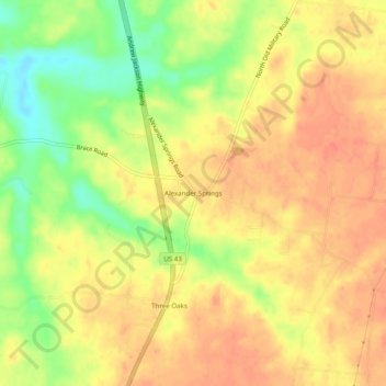 Alexander Springs topographic map, elevation, terrain