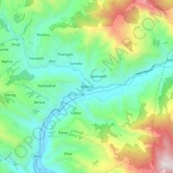 Rohru topographic map, elevation, terrain