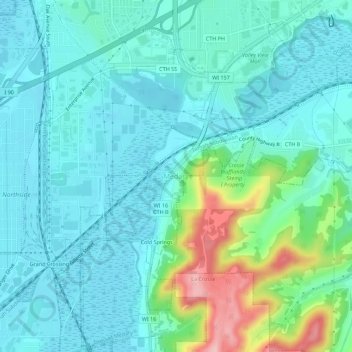 Medary topographic map, elevation, terrain